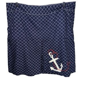 LL Bean Cotton Anchor Appliqué A Line Flare Skirt Sz 18 nautical